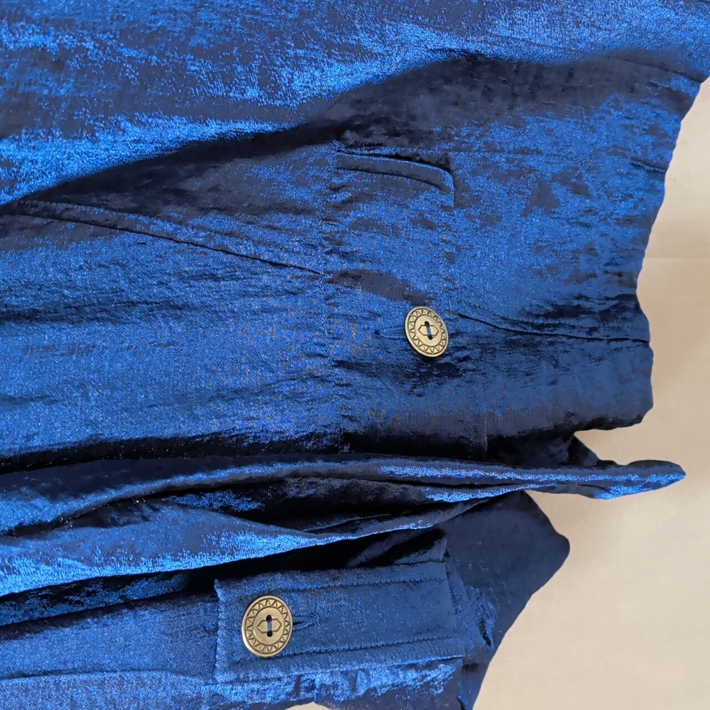 Shiny Blue Button-Up Jacket 14 - Picture 3 of 10